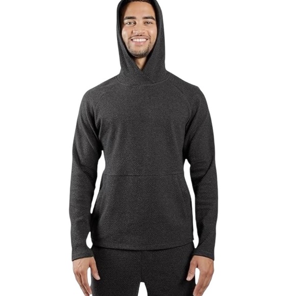 90 Degrees By Reflex Textured Pullover Hoodie With Pocket Charcoal Grey Men's S - Picture 3 of 12
